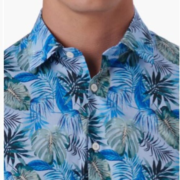 Bugatchi Shaped Fit Print Stretch Cotton Short‎ Sleeve Button-Up Shirt Large NWT - Picture 4 of 9